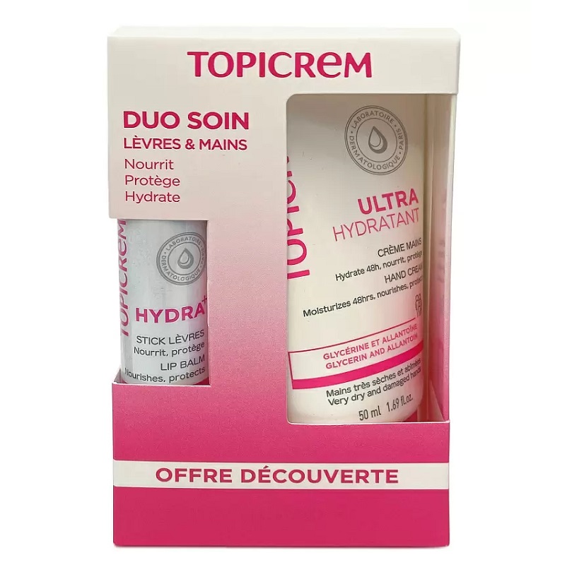 Topicrem Набор Крем д/рук ультра-увлажняющий 50мл + Бальзам д/губ 4г 