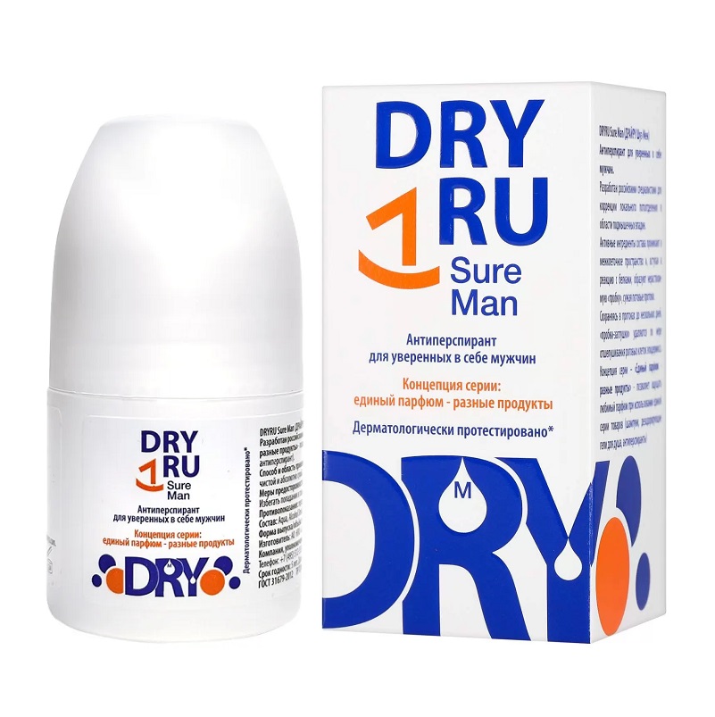 Средство DRYRU Sure Man (ДРАЙРУ Шуэ Мен) антиперспирант для уверенных в себе мужчин 50 мл