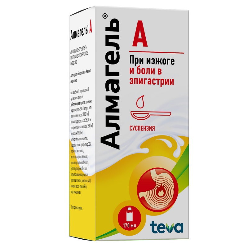 АЛМАГЕЛЬ А (сусп. д/приема внутрь  фл. 170 мл  в комплекте с мерной ложкой №1)