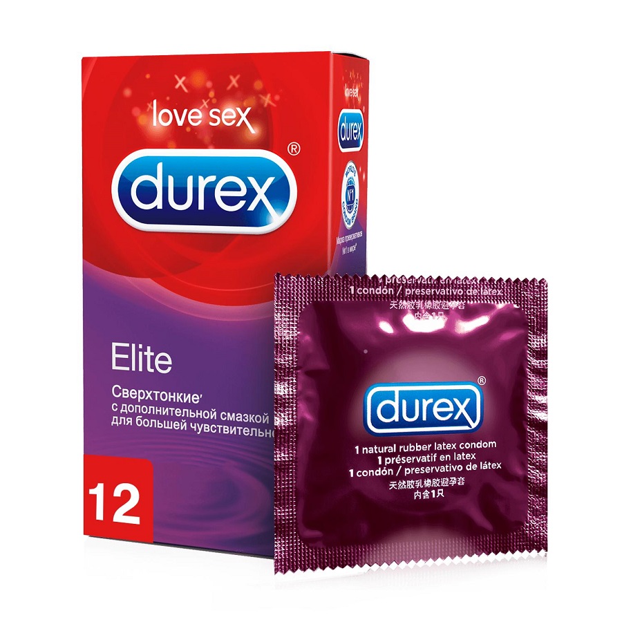 Durex Презервативы Elite тонкие с дополнительной смазкой 12 шт